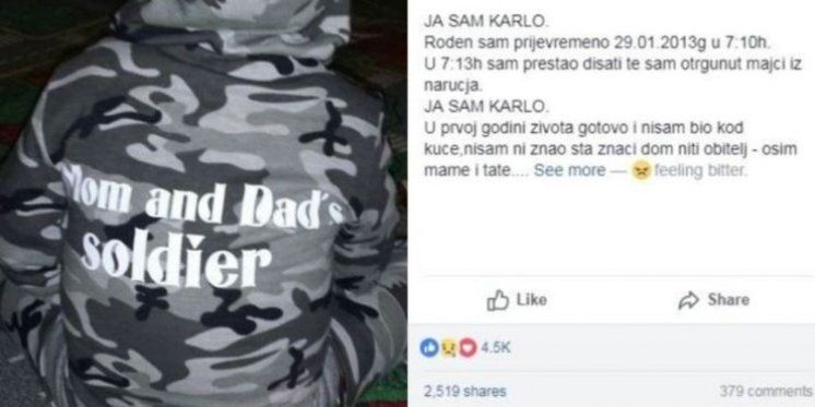 'JA SAM KARLO Pravo sam čudo i najveći ponos mamin i tatin' Jedinom dječaku u Hrvatskoj koji boluje od rijetke i neizlječive bolesti ukinuta invalidnina