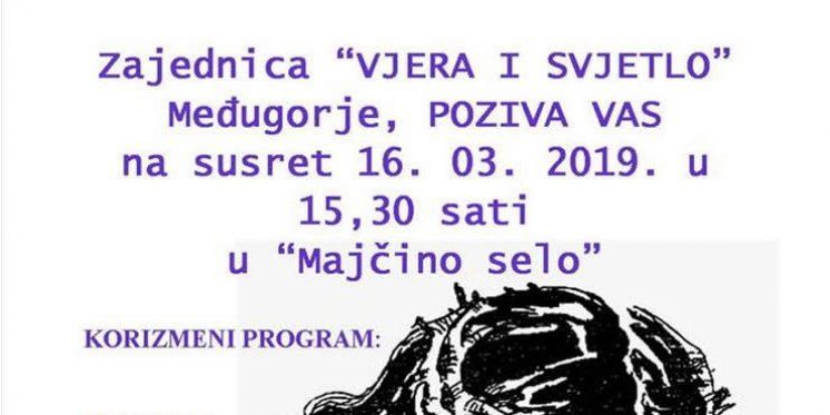 Novi mjesečni susret zajednice &bdquo;VJERA I SVJETLO&ldquo; Međugorje