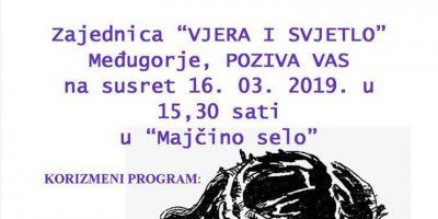 Novi mjesečni susret zajednice &bdquo;VJERA I SVJETLO&ldquo; Međugorje